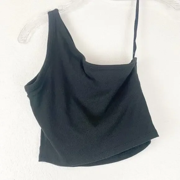 Pink Victoria's Secret Shirt Womens Small Tank Top One Shoulder Crop Shelf Bra S - Picture 2 of 9